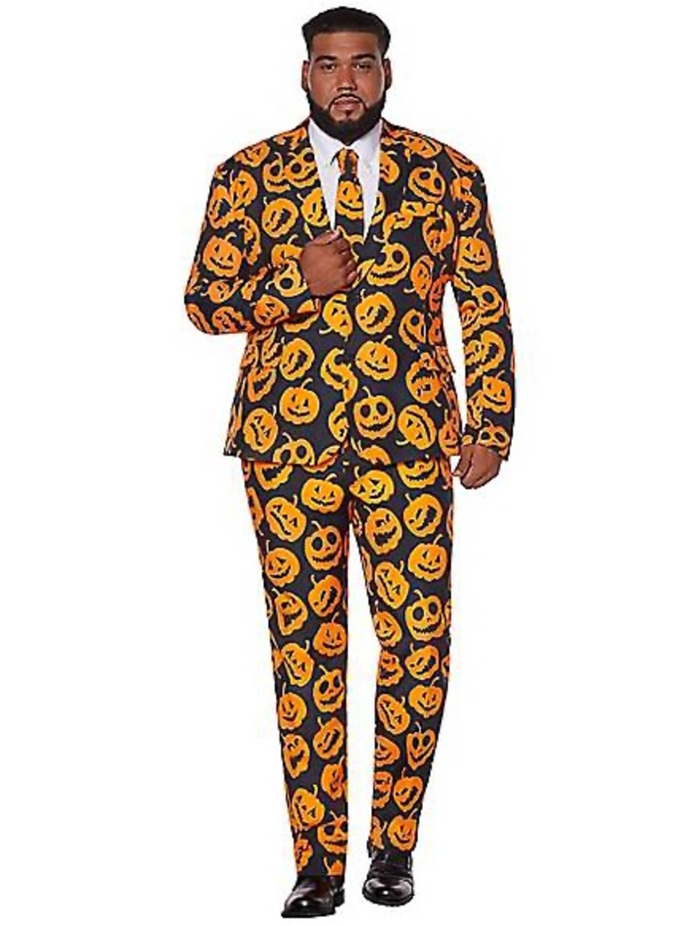 NWT Spirit Halloween Jack-O'-Lantern Print Suit in Orange and Black